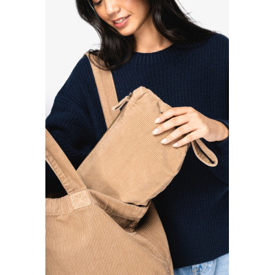 Eco-friendly corduroy washed effect pouch